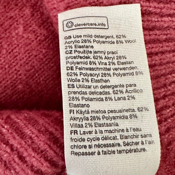 & Other Stories Puffed Cuffed Sleeve Wool Blend Sweater - Berry XS - Picture 6 of 6